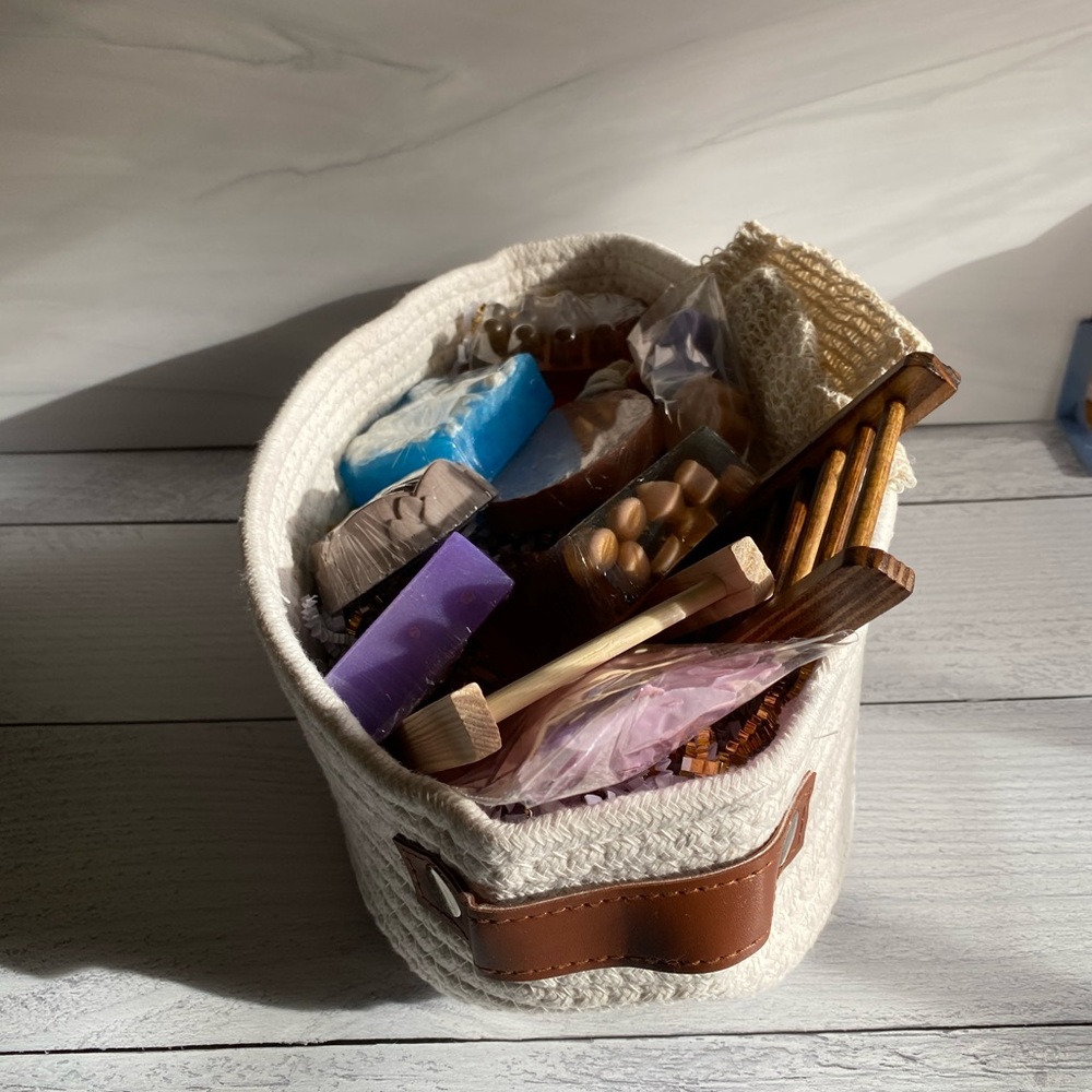 Soap Gift Basket, White Oval Woven Rope, Handmade Soaps ( PRICE IS FIRM ) - Picture 5 of 9
